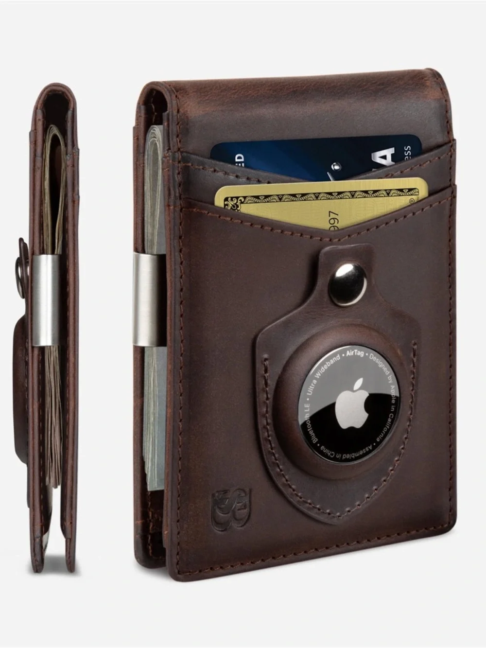 Serman Brands Transformer AirTag Wallet in Texas Brown RFID-blocking- Never Used